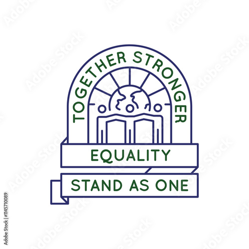 Simple Logo with Together stronger icon. Simple Logo with equality stand as one. Perfect for projects related to global perspectives, and vision-related concepts. Vector illustration.