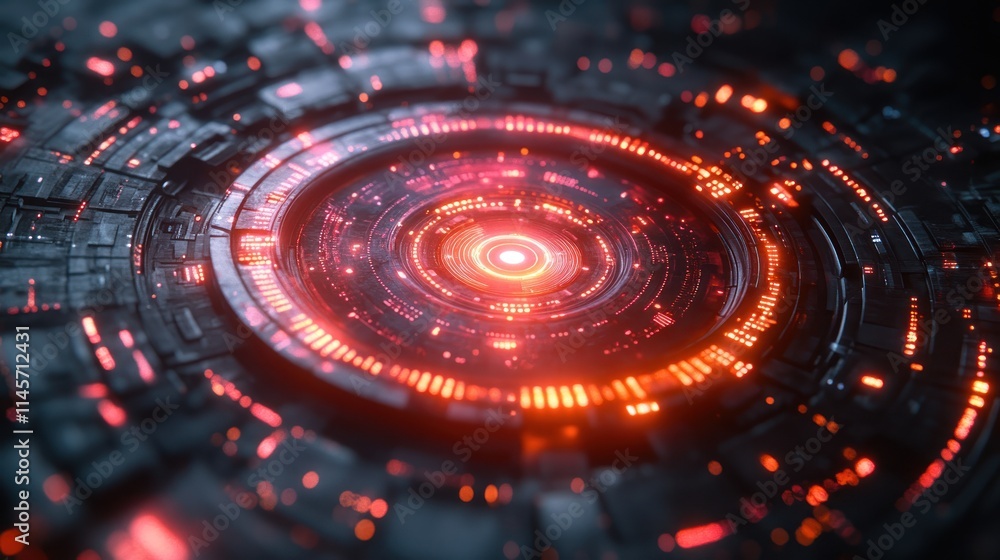 Abstract digital design with glowing circular patterns. Abstract digital design with glowing circular patterns.