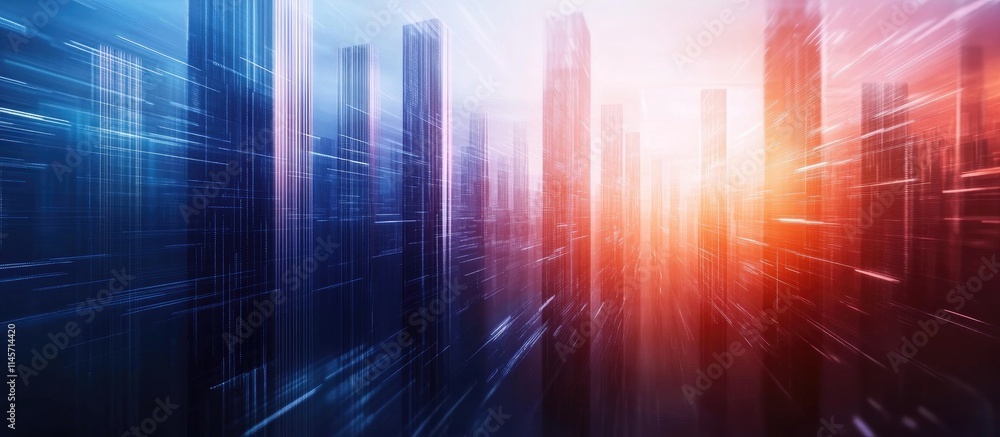 Abstract city skyline with motion blur representing dynamic economy trends and innovative business ideas in finance and entrepreneurship. Abstract city skyline with motion blur representing dynamic economy trends and innovative business ideas in finance and entrepreneurship.