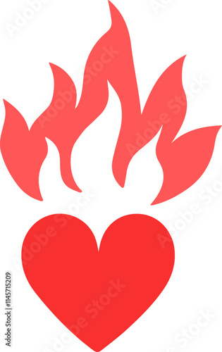 Passionate Heart Symbol with Flaming Graphic