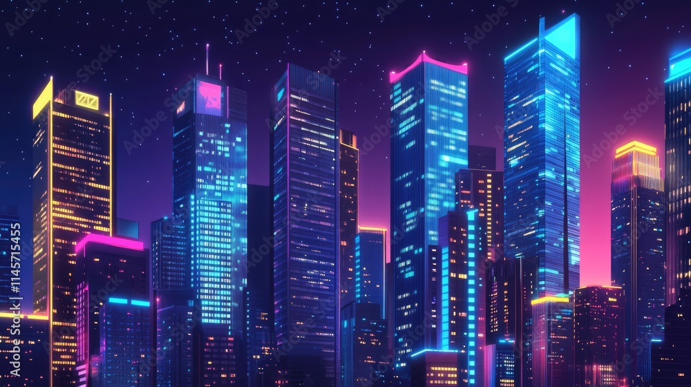 custom made wallpaper toronto digitalVibrant illuminated skyscrapers in a modern urban skyline at night showcasing contemporary architecture and business activity