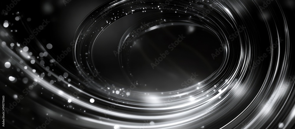 Fototapeta premium Elegant abstract circular bokeh background with shimmering lights and dark tones ideal for night-themed designs and creative projects