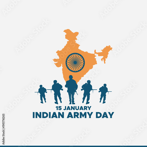 Indian army day. Amar jawan jyoti. Kargil vijay diwas. Martyrs day of indian army. Vector illustration of Indian army day. Silhouette of soldier saluting concept on military green background.