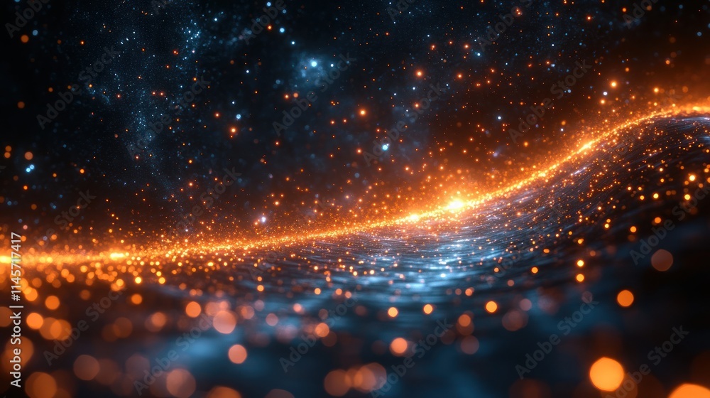 Abstract cosmic wave with glowing particles. Abstract cosmic wave with glowing particles.