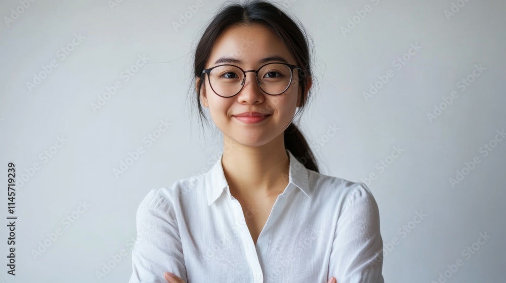 Business woman with smiling face isolated on white background, young asian girl Business woman with smiling face isolated on white background, young asian girl