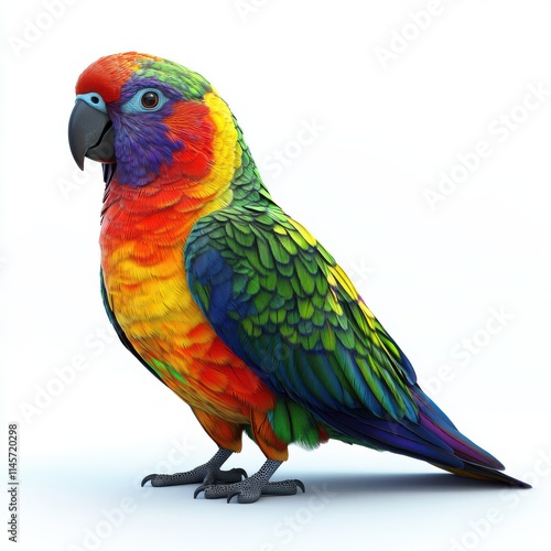 3D Parrot Isolated and White Background