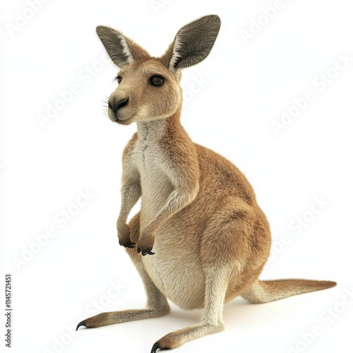 3D Kangaroo Isolated and White Background photo