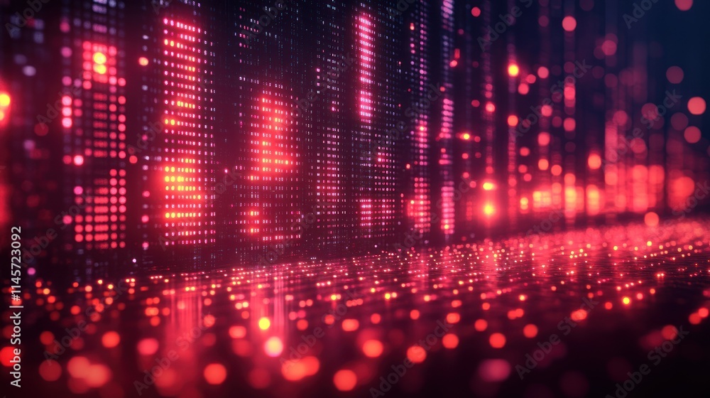 Abstract digital landscape with glowing particles. Abstract digital landscape with glowing particles.