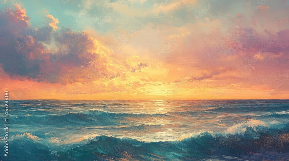 Serene Sunrise Over the Baltic Sea with Colorful Clouds and Gentle Waves Serene Sunrise Over the Baltic Sea with Colorful Clouds and Gentle Waves