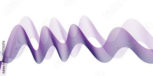 Sound wave illustration vector. Backdrop with lines and waves created using blend tool. parallel lines pattern, Digital landscape, presentations. Abstract multicolor gradient wave lines vector. white.