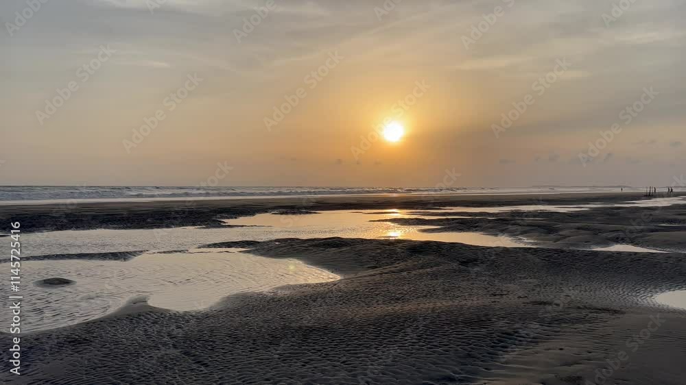 custom made wallpaper toronto digitalSerene Sunset Over Waves at Cox's Bazar Beach, Bangladesh
