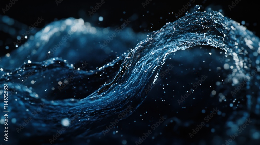 A stunning close-up of blue water droplets splashing in a gentle arc, the liquid catching the light and creating a sense of vitality. A stunning close-up of blue water droplets splashing in a gentle arc, the liquid catching the light and creating a sense of vitality.
