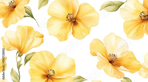 Wallpaper Mural Yellow floral background design with delicate blossoms on a clean white backdrop perfect for invitations or decorative designs Torontodigital.ca