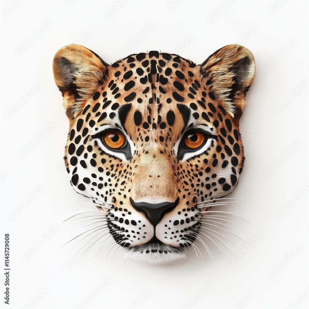 Obraz premium 3D Leopard Isolated and White Background