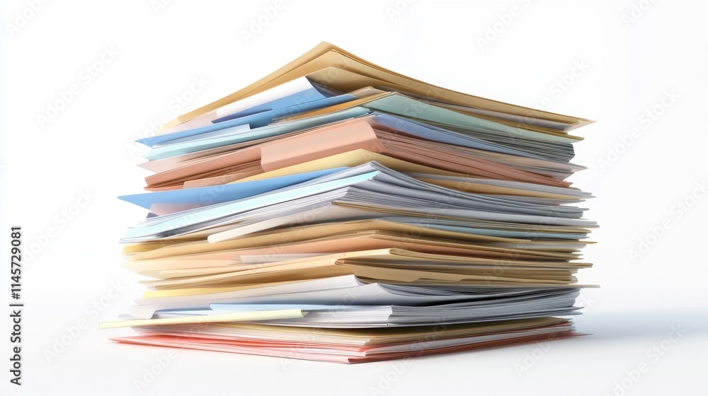 Overwhelmed by Paperwork: A Stack of Files in Office Overwhelmed by Paperwork: A Stack of Files in Office