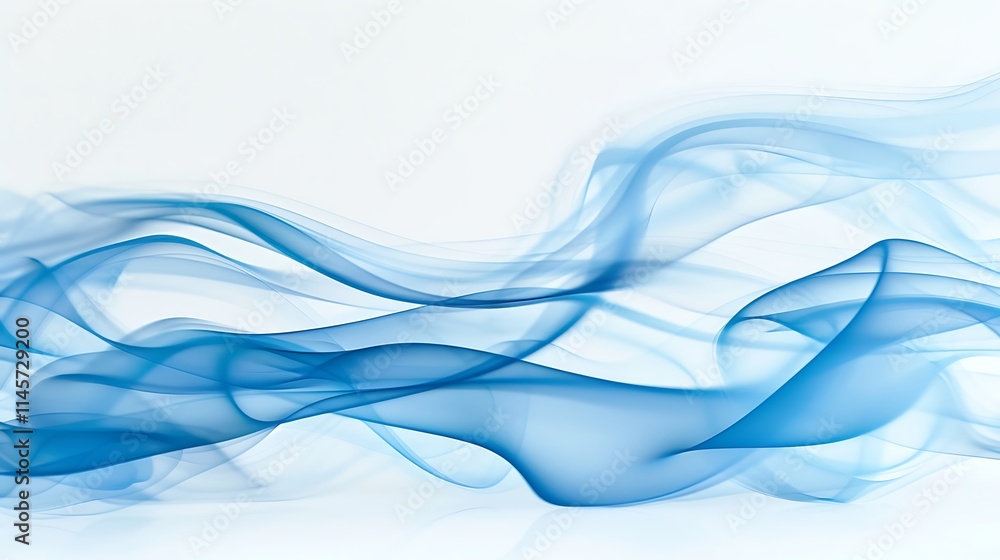 Soft blue smoke curling delicately, isolated on a bright white surface. Soft blue smoke curling delicately, isolated on a bright white surface.
