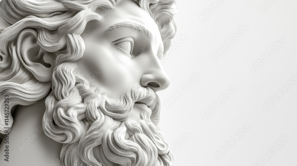Serene Marble Bust of a Man, Profile View, Copy Space Serene Marble Bust of a Man, Profile View, Copy Space