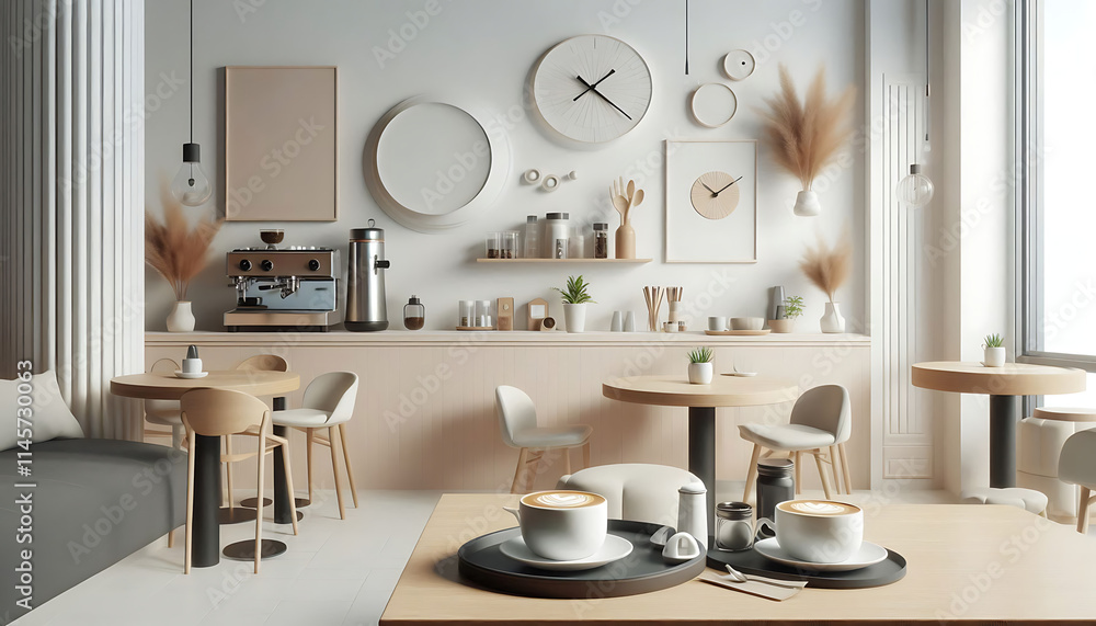 Modern Café with Scandinavian Aesthetic Modern Café with Scandinavian Aesthetic
