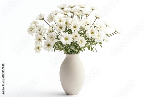 Wallpaper Mural White daisies in a beige vase on a white background. Torontodigital.ca