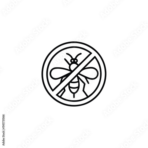 Prohibition prohibit Red stop sign icon. Cross line. Mosquito. Kawaii cute cartoon funny baby character. Insect collection. White background.