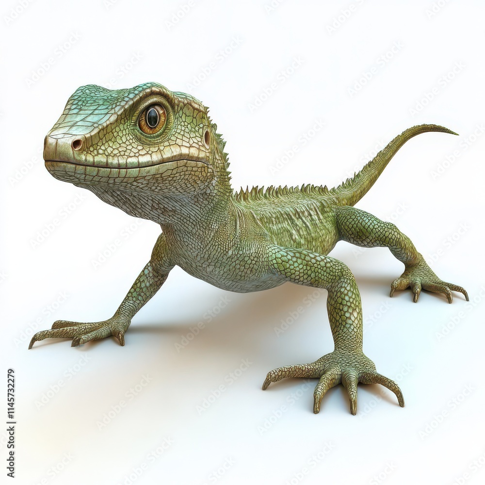 Obraz premium 3D Lizard Isolated and White Background