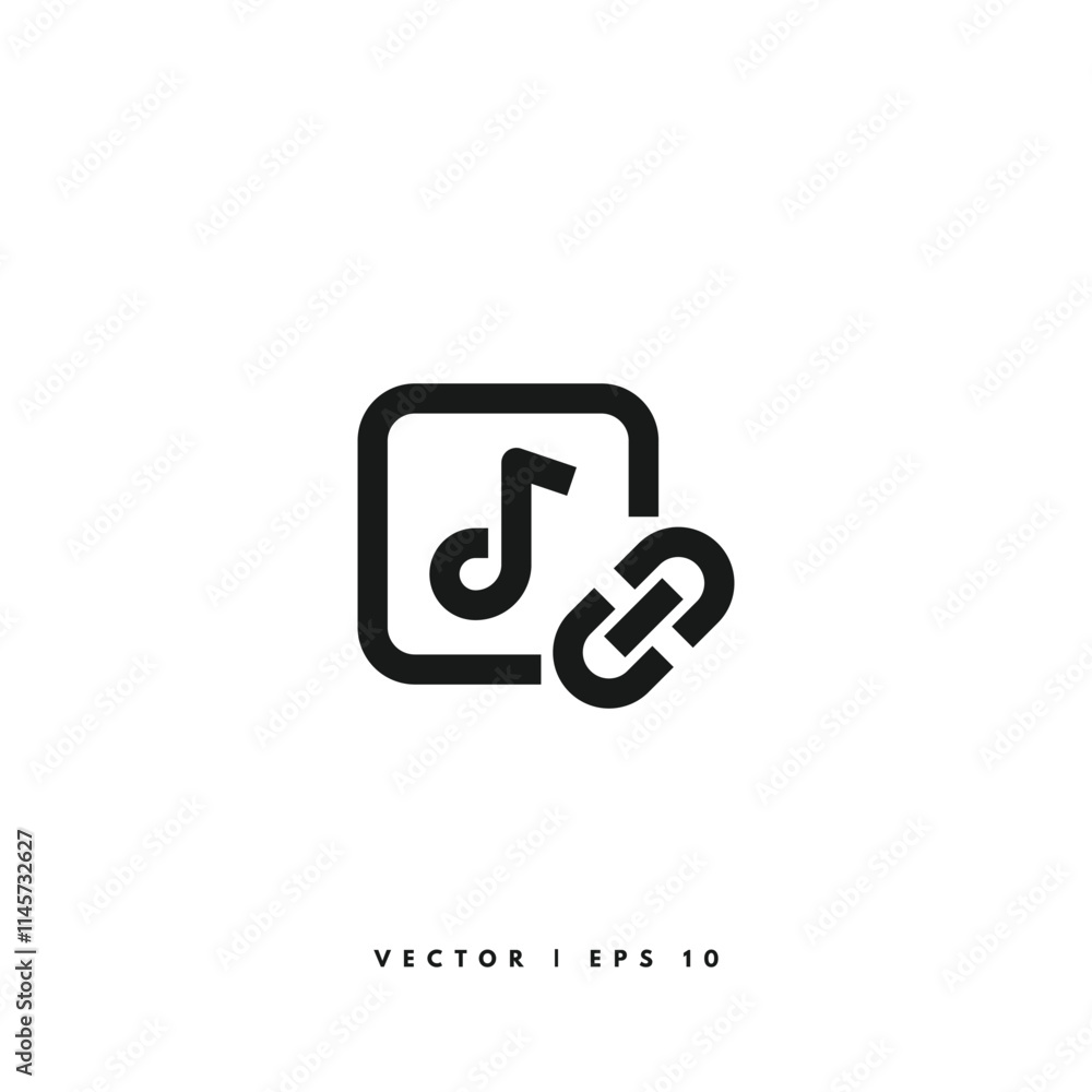 Music Link Icon. Editable Stroke Music Link Icon. Editable Stroke