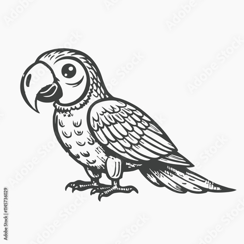 Bird of Amazonian forests. Fauna of South America. Zoo bird. Vector illustration.