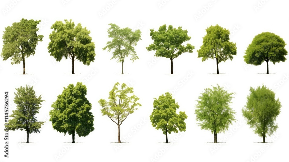 Diverse Collection of Isolated Green Trees Ideal for Architectural Design and Natural Decoration in Print or Digital Media Diverse Collection of Isolated Green Trees Ideal for Architectural Design and Natural Decoration in Print or Digital Media