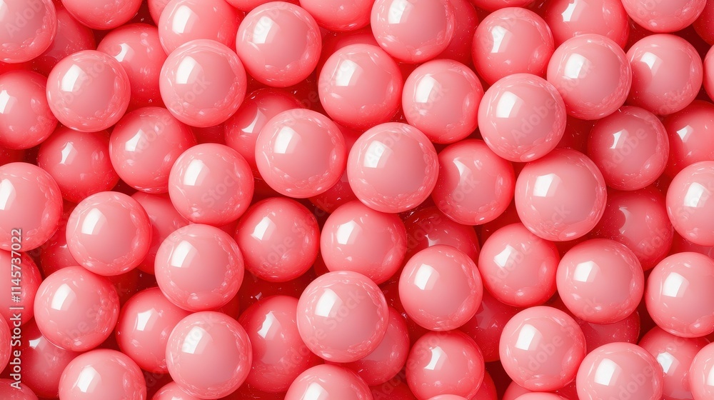 Close-Up View of Glossy Pink Plastic Balls on White Background Close-Up View of Glossy Pink Plastic Balls on White Background