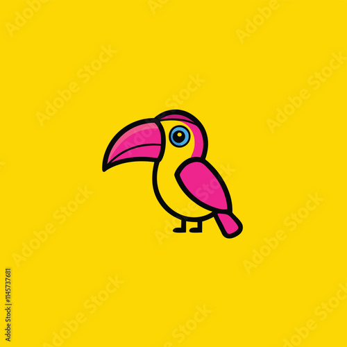 Bird symbol stock. Cute Parrot Bird On The Branch Cartoon Vector Icon Illustration.