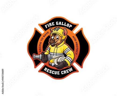 Horse Firefighter Mascot Logo
