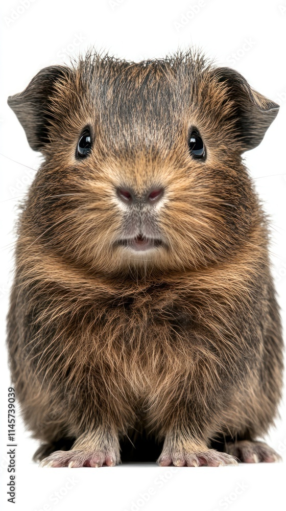 A close-up image of a cute, fluffy guinea pig with a curious expression. A close-up image of a cute, fluffy guinea pig with a curious expression.