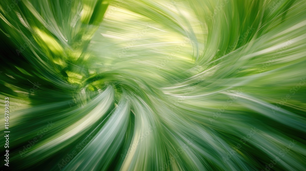 Swirling green abstract background with blurred natural elements conveying a sense of motion and tranquility in a nature-inspired design. Swirling green abstract background with blurred natural elements conveying a sense of motion and tranquility in a nature-inspired design.