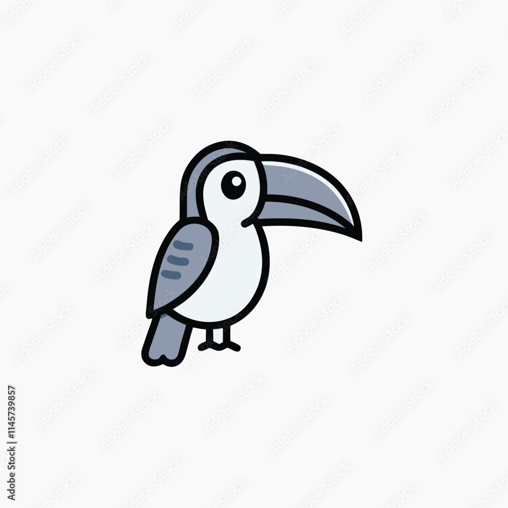 Naklejka premium Vector illustration of cute and beautiful parrots on white background. Black silhouette