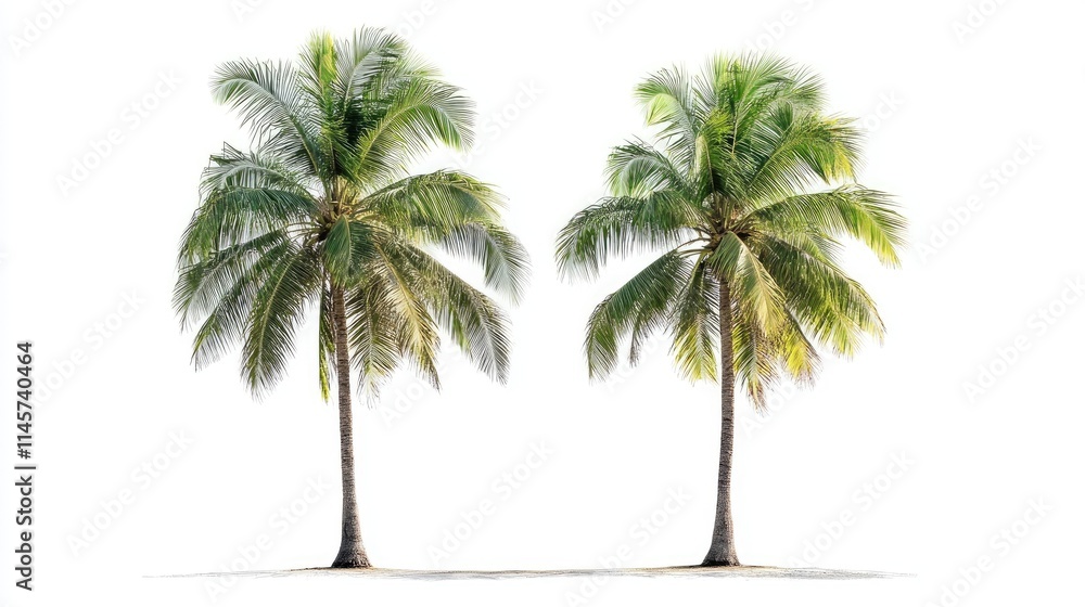 Obraz premium Tropical palm trees isolated on white background ideal for design architecture and nature themes in various projects