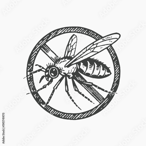 Anti Mosquito Sign,Cartoon Character design,Cute and Funny style. Vector illustration