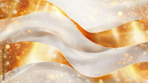 Wallpaper Mural Elegant golden ribbon draping over a shimmering glitter background ideal for festive designs and luxury themes Torontodigital.ca