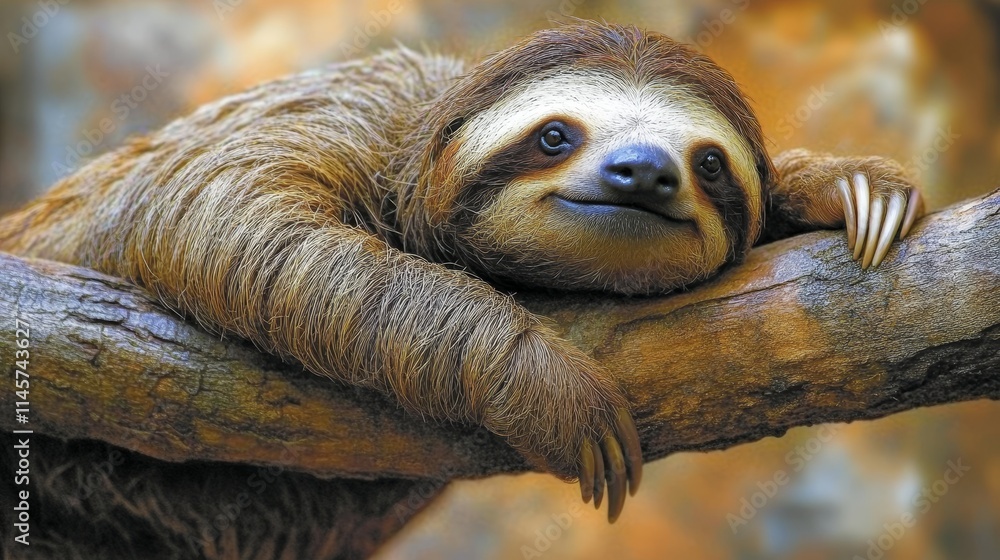 Sloth: Hanging lazily on a tree branch in Costa Rica, this isolated animal scratches its belly with a humorous expression, showcasing its relaxed and endearing nature. Sloth: Hanging lazily on a tree branch in Costa Rica, this isolated animal scratches its belly with a humorous expression, showcasing its relaxed and endearing nature.