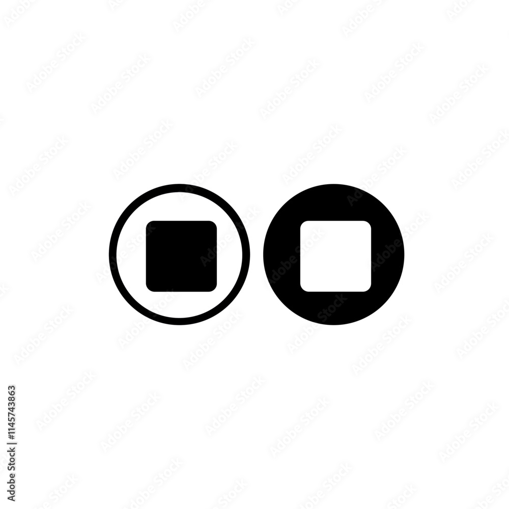 Design stop buttons inside circles with black and white colors
Design stop buttons inside circles with black and white colors