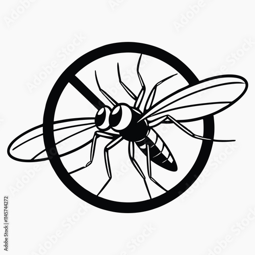 Anti Mosquito Sign,Cartoon Character design,Cute and Funny style. Vector illustration