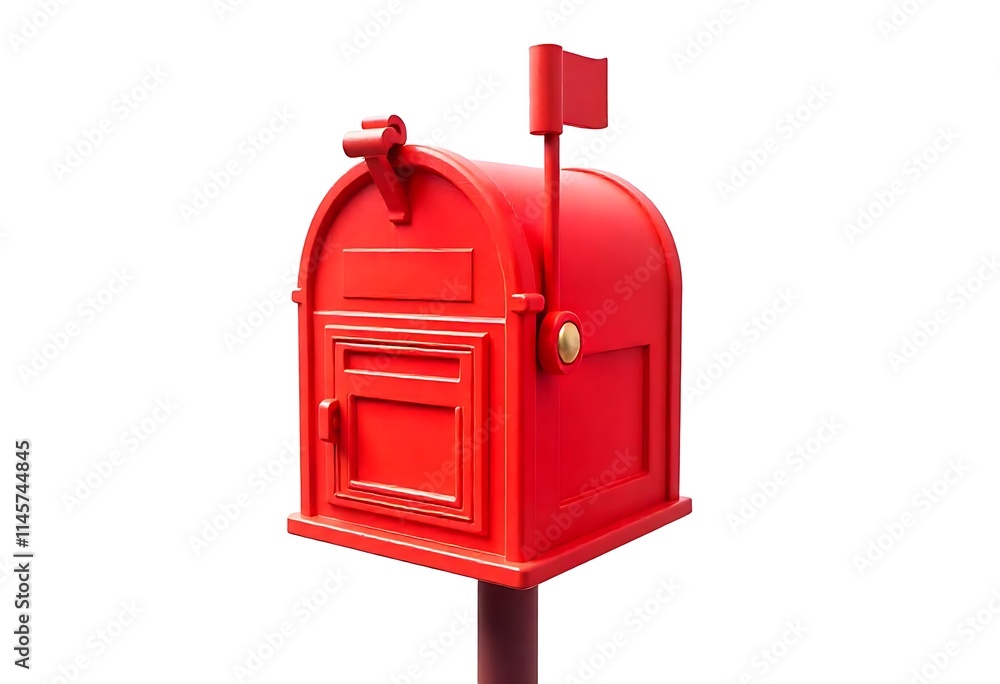 Red Mailbox on White Background Red Mailbox on White Background