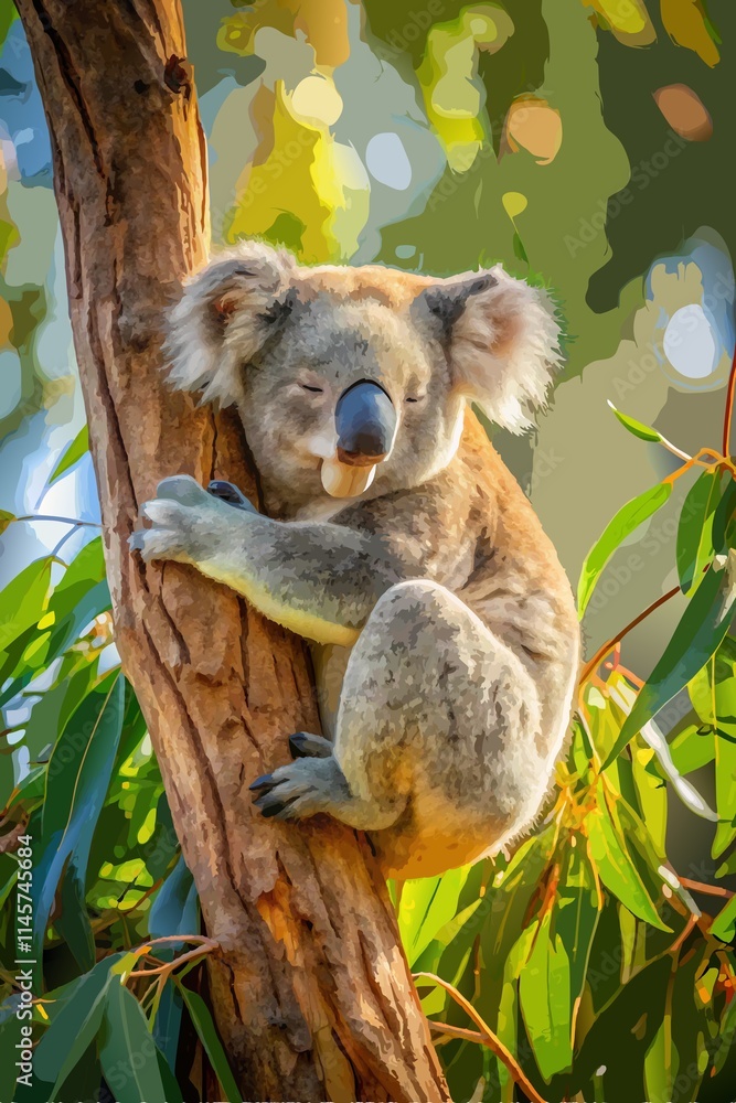 Fototapeta premium koala sleeping on a tree