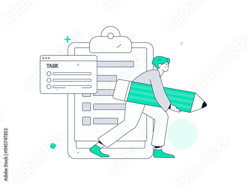 Invite friends to conduct questionnaire flat vector concept operation hand drawn illustration
