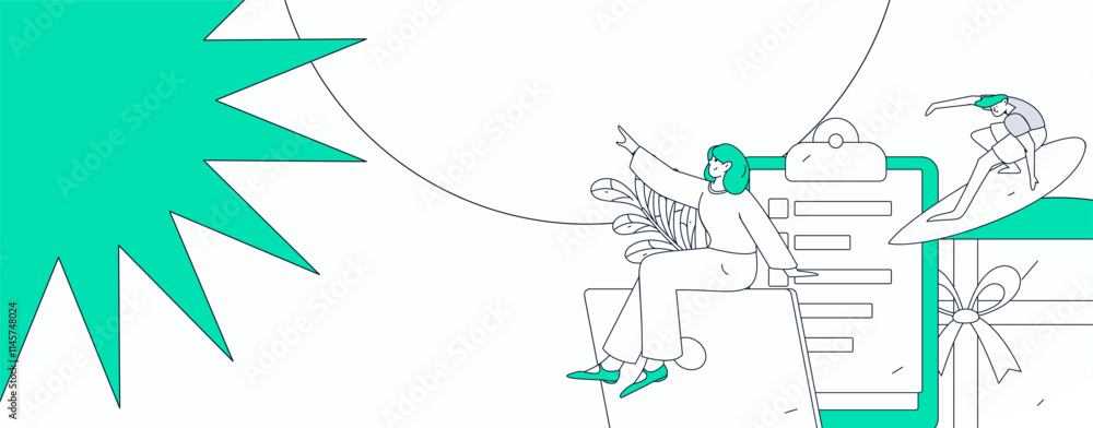 Obraz premium Invite friends to conduct questionnaire flat vector concept operation hand drawn illustration 