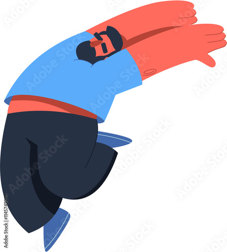 Hand-drawn fat bearded guy illustration. Obesity cartoon character in flat vector style.