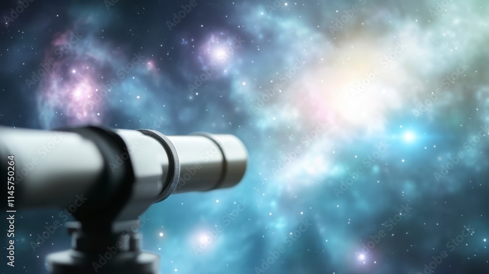 A telescope points towards a vibrant cosmic scene filled with colorful galaxies and stars, inviting exploration of the mysteries of the universe. A telescope points towards a vibrant cosmic scene filled with colorful galaxies and stars, inviting exploration of the mysteries of the universe.