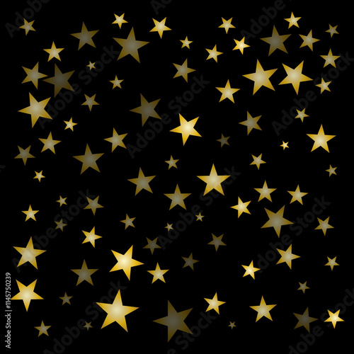 Gold flying stars confetti magic holiday frame