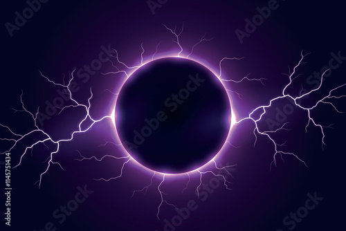 Electric Solar Eclipse with Purple Lightning Bolts