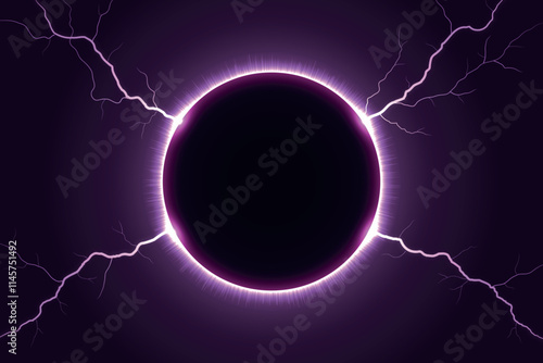 Electric Solar Eclipse with Purple Lightning Bolts