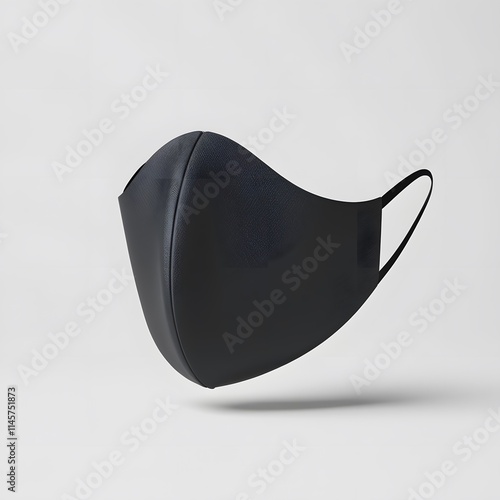 Elegant Black Face Mask Design Studio Shot A Close Up View of a Stylish Black Face Mask, Isolated on a White Background. Perfect for Branding or Health-Related Designs photo